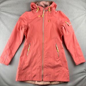 Ilse Jacobsen Raincoat Womens 40 Coral Pink Hooded Water Repellent Jacket Coat
